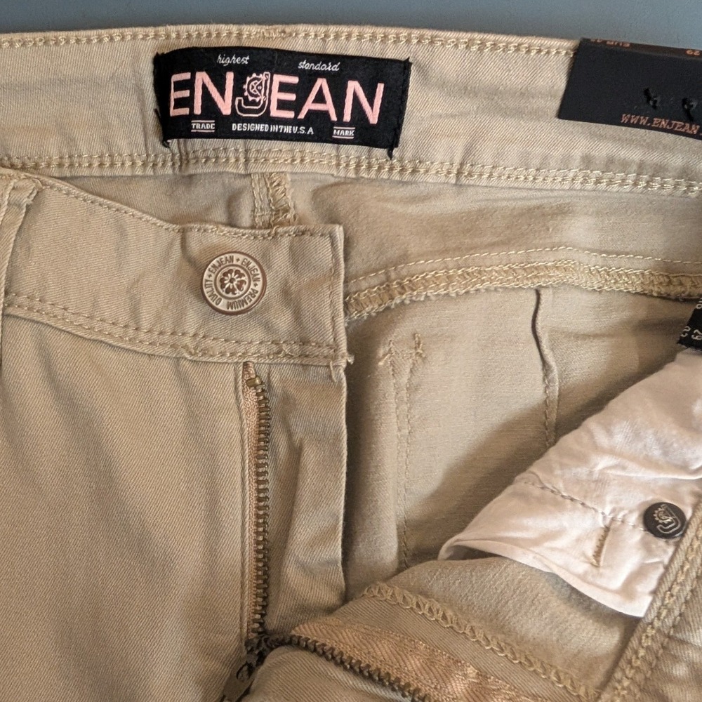 NWT Enjean Push‎ Up Ankle Skinny Pants Womens 9 Khaki Tan Mid Rise Stretch - Picture 4 of 12